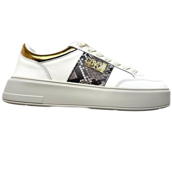 NWT Roberto Cavalli “Cavalli Class” logo hardware white low top sneaker  Size 38 - Picture 5 of 16